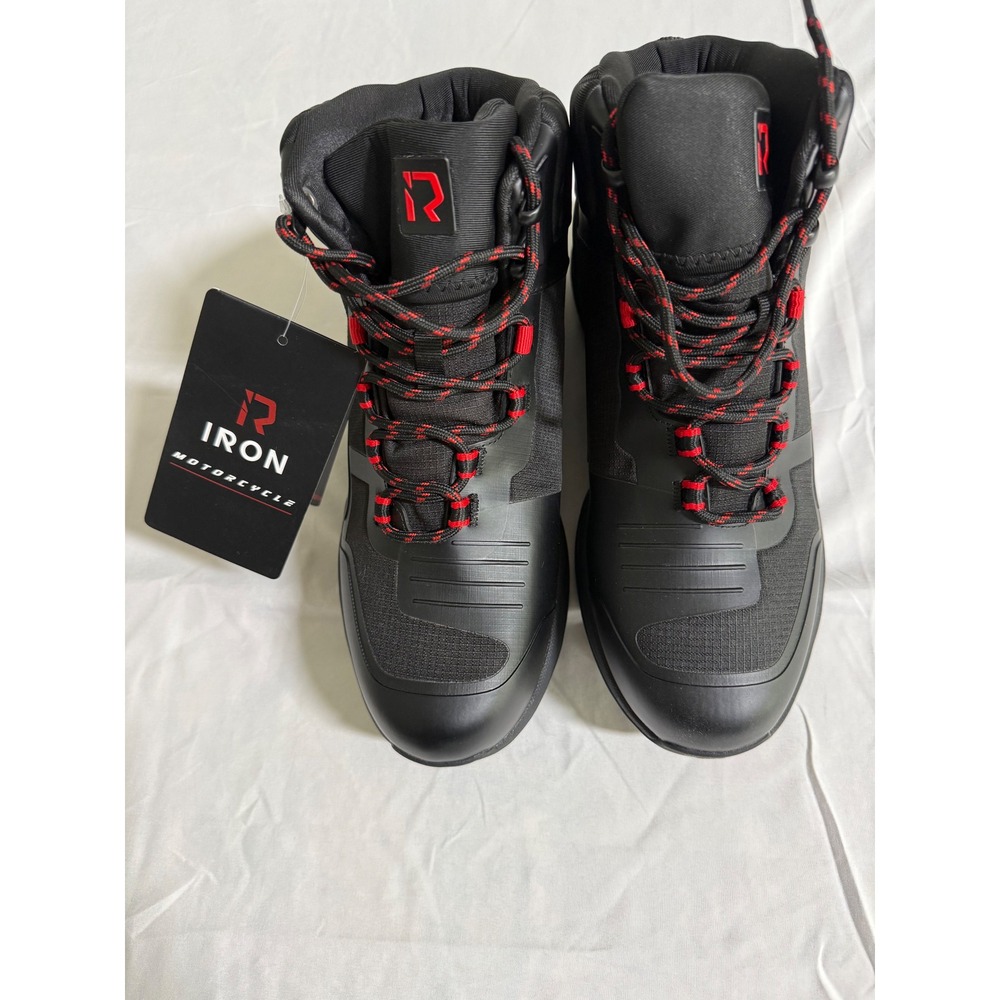 RideIron Motorcycle R-MS6005 Men's Riding Boots Black Red Size 10 NEW